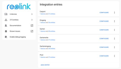 Reolink camera integration in Home Assistant