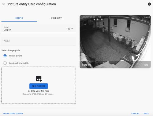 Add camera entity to your Lovelace dashboard