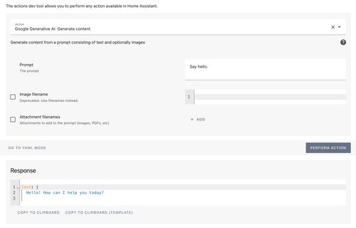 Testing the Google Generative AI conversation agent