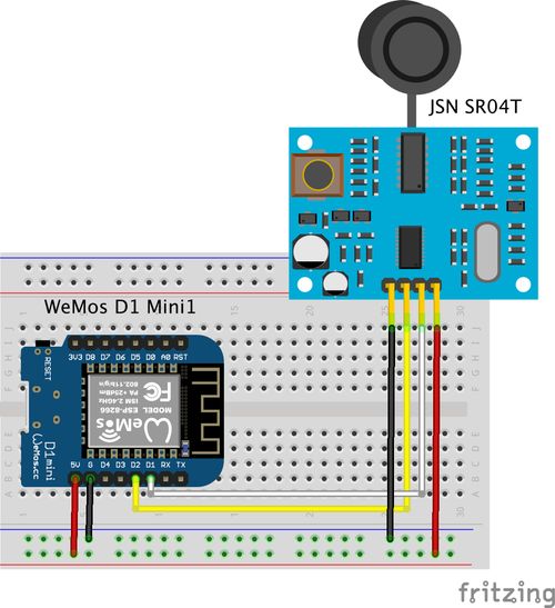 fritzing diagram of water tank sensor setup