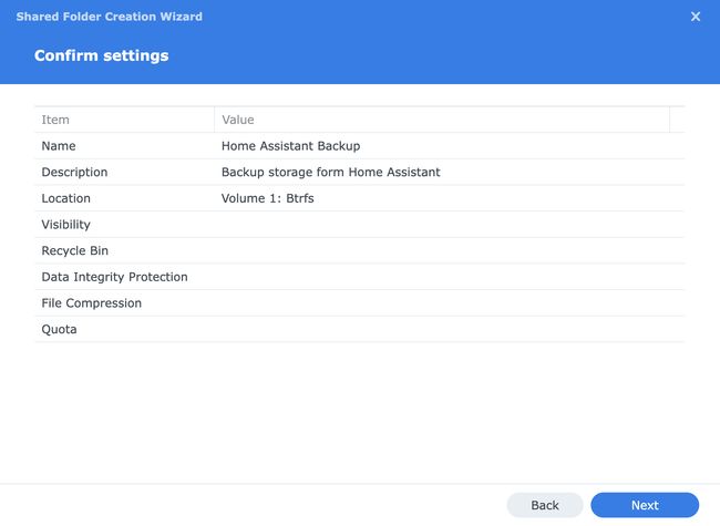 Screenshot 2: configuration of Synology Shared Folder screenshot 2