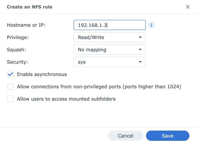 Screenshot 4: set up NFS Permissions for shared folder screenshot 4