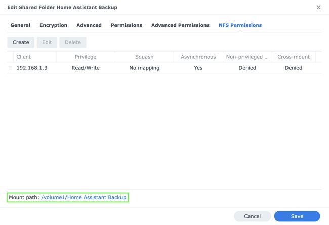 Screenshot 5: set up NFS Permissions for shared folder screenshot 5