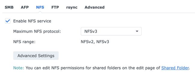 Screenshot 3: enable NFS services on Synology NAS screenshot 3