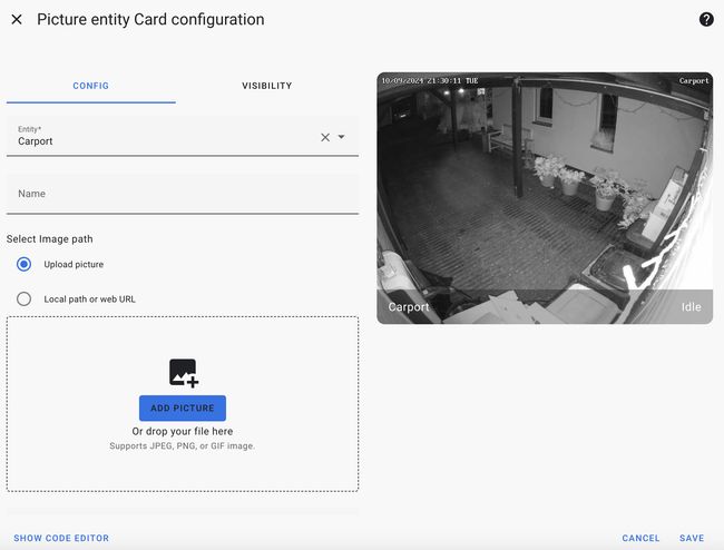 Add camera entity to your Lovelace dashboard Add camera entity to your Lovelace dashboard