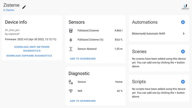 Screenshot of ESPHome sensor in Home Assistant Screenshot ESPHome integration