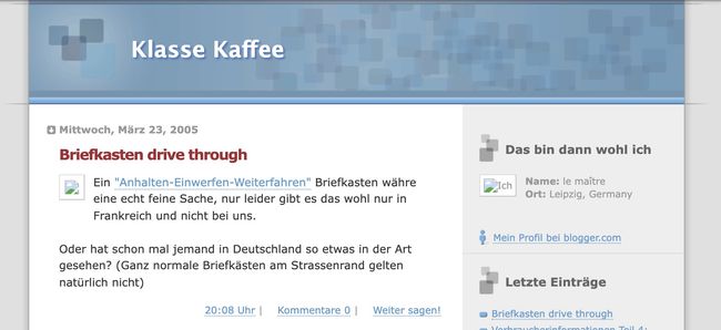 Screenshot of Klasse Kaffee from 2005