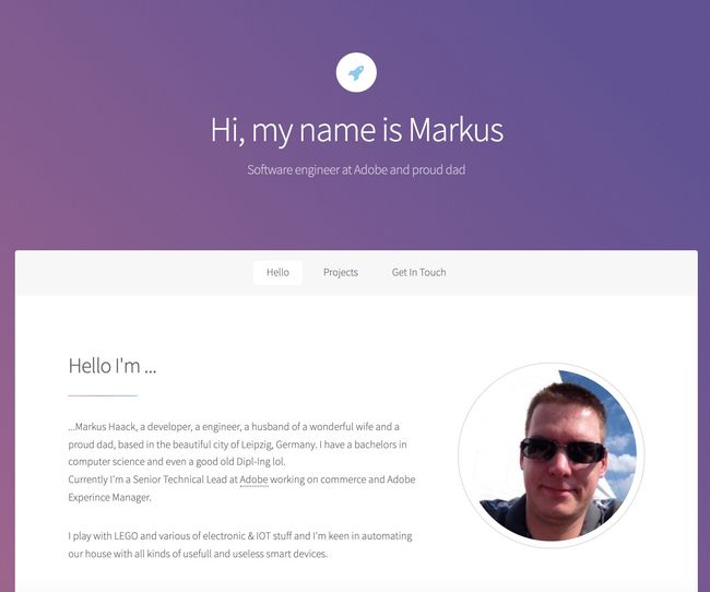 Screenshot of my website from 2019